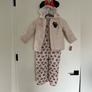 COPY - Disney Minnie Mouse Girls Zip Up Hooded Puffer Coat and Overall Snowsuit…